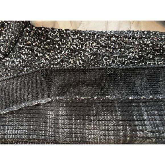 L’Agence Jinny Sequin Cardigan Black Metallic Knit Open Front Sweater - Picture 4 of 11